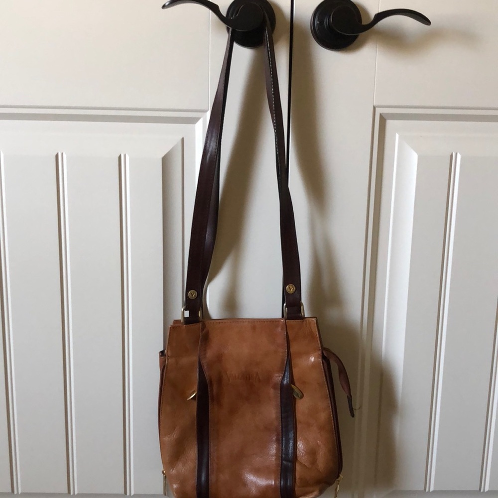 Valentina two tone leather shoulder bag purse